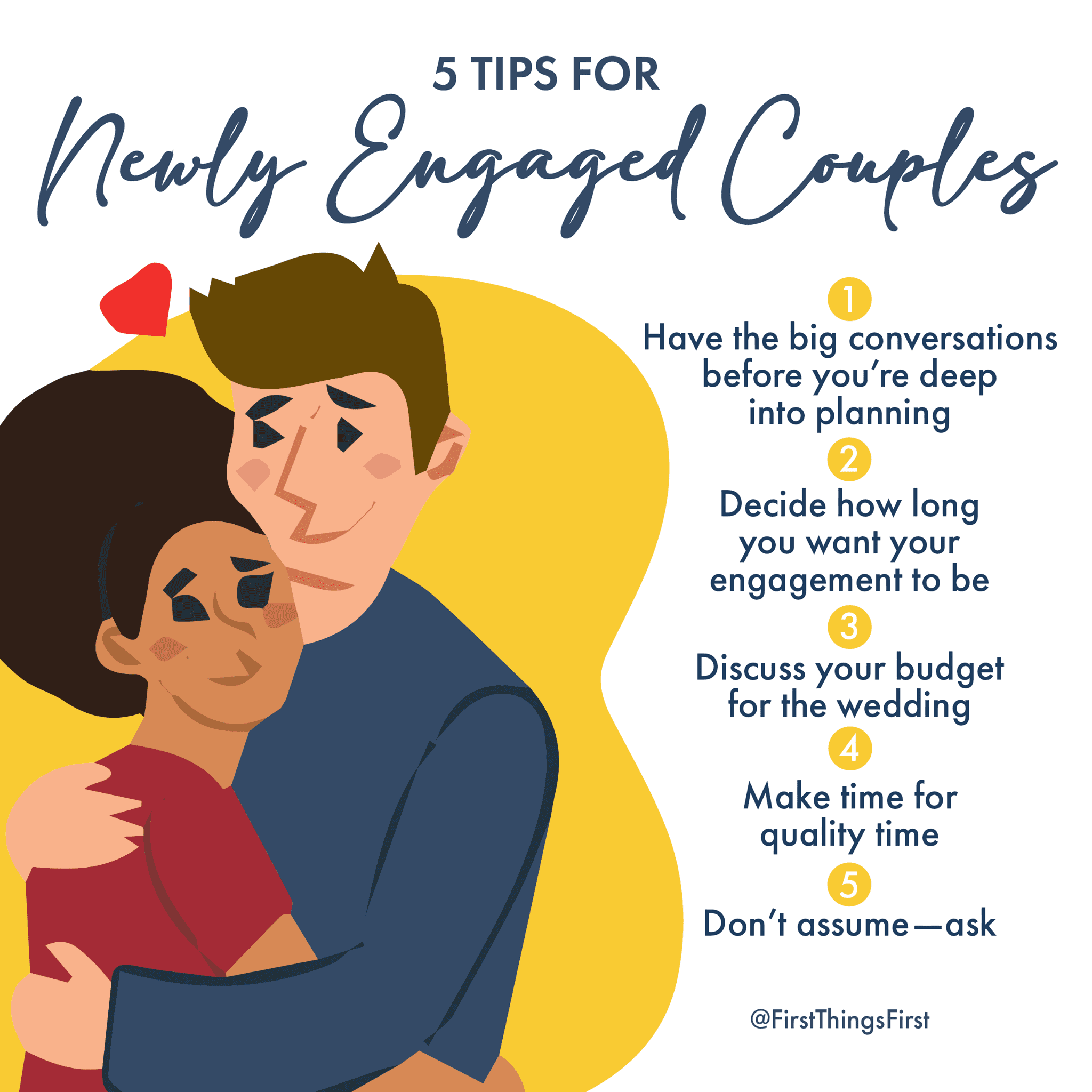 5 Tips For Newly Engaged Couples First Things First