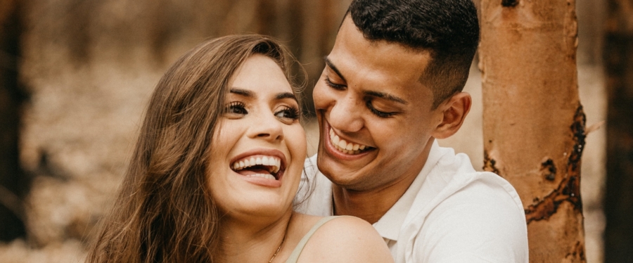 couple laughing together